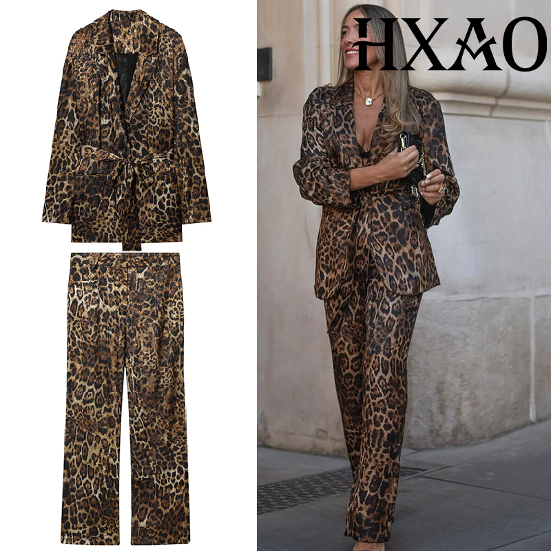 Vintage Fashion Jacket - HXAO Леопардовые брюки Комплект из 2