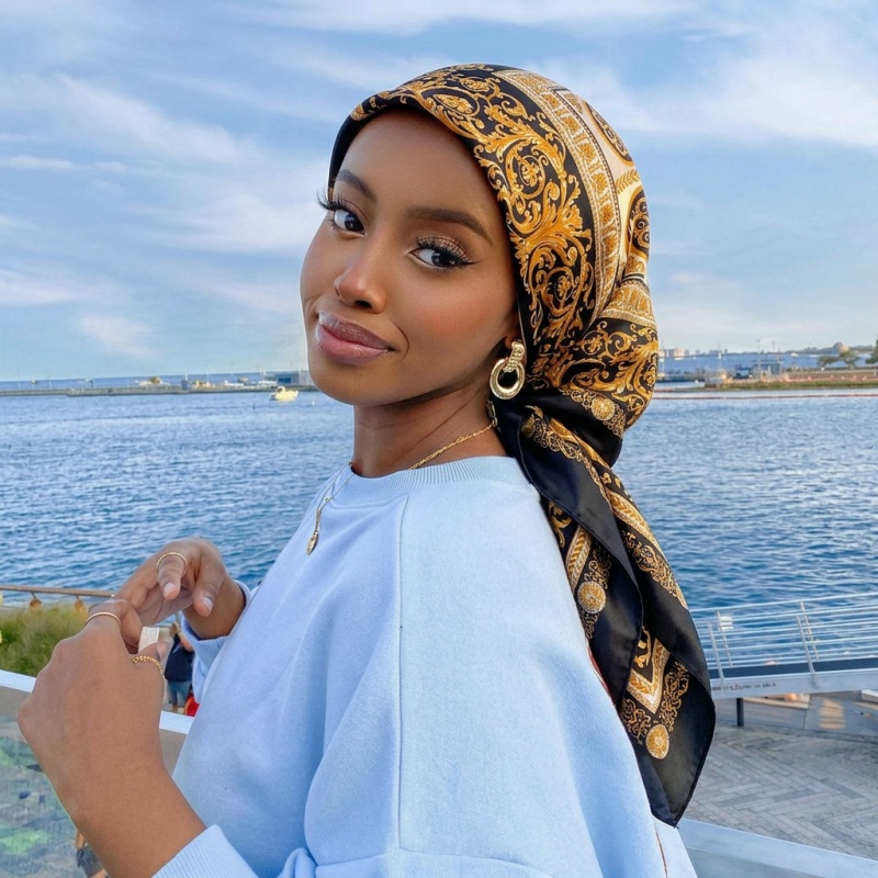 Vintage Fashion Hijab - Винтажный атласный квадратный платок для женщин,